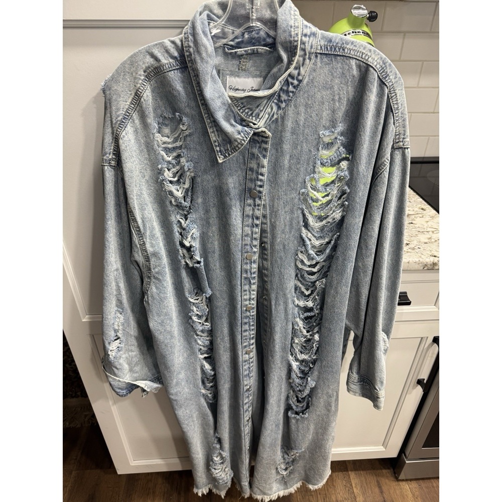 Highway Jeans 2XL Womens Long Distressed Jean Jacket